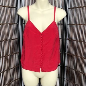 Madewell Red Silk Tank Top 00 Button Front